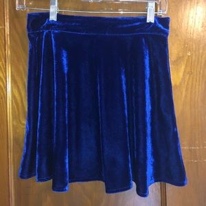 Blue Velvet Fit and Flare Mini Skirt